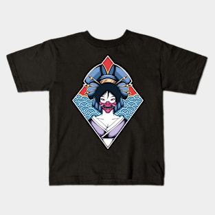 Japanese Geisha Wearing Oni Mask Kids T-Shirt